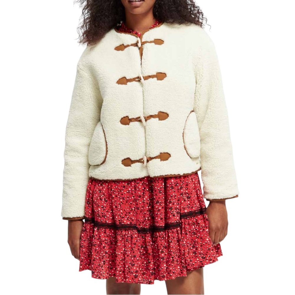 Scotch & Soda Short Teddy Jacket in Off White (M)